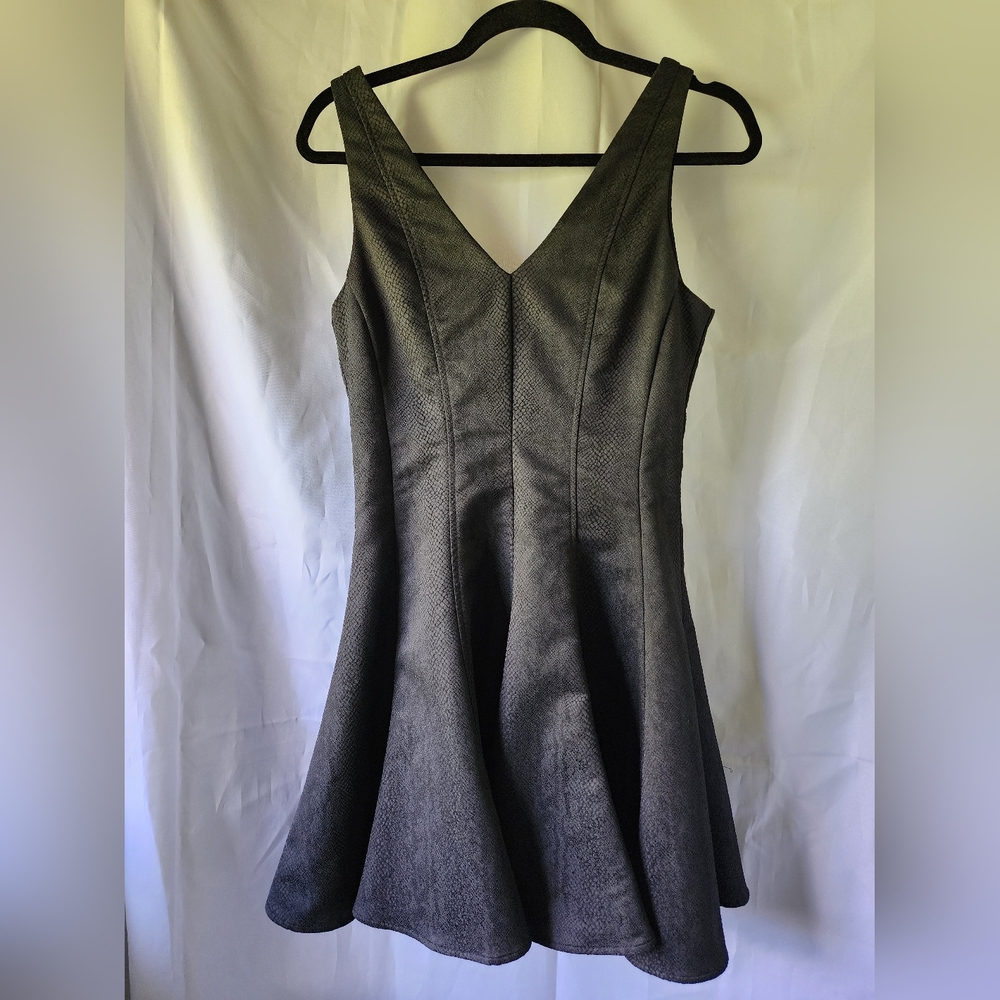 Chandi & Lia- Size Small- Black Fit and Flare Faux Snakeskin Dress